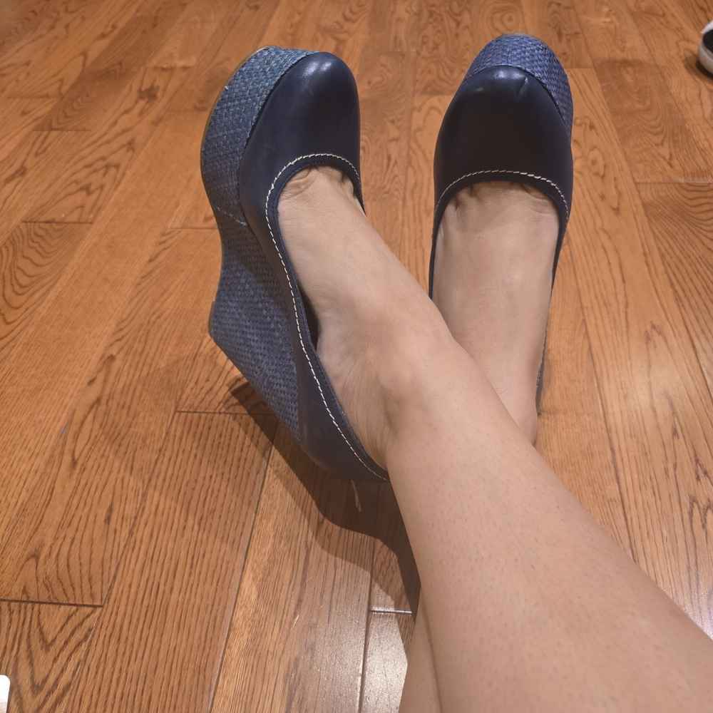 Le Chateau Navy Blue Wedge Shoes